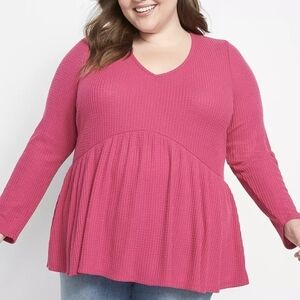 14/16 - Lane Bryant • Babydoll Hacci Waffle Knit Long Sleeve Top